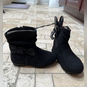 NWT Wonder Nation Toddler Girl Size 7 Black Fancy Short Faux Suede Booties